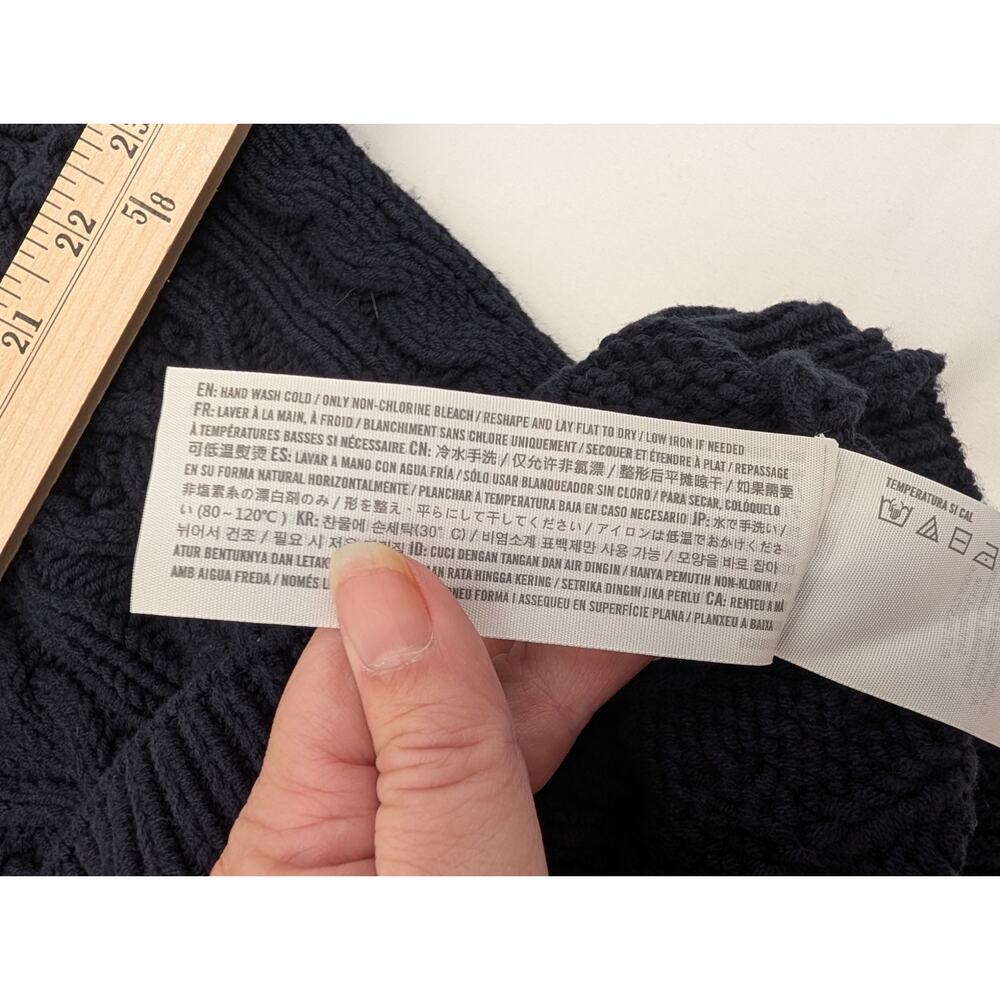 Abercrombie & Fitch Chunky Cable Knit Navy XL Sweater Preppy Errands Cotton ** - Picture 8 of 9